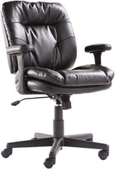 OIF - 40" High Executive Swivel/Tilt Chair - 26" Wide x 25-3/8" Deep, Soft Leather Seat, Black - USA Tool & Supply