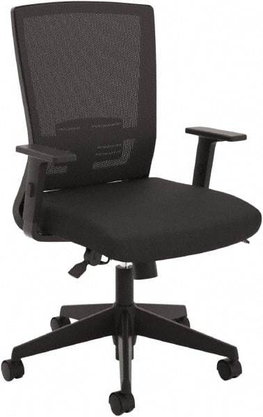 Basyx - 43-1/8" High High Back Chair - 28" Wide x 28-3/8" Deep, Fabric Mesh Seat, Black - USA Tool & Supply