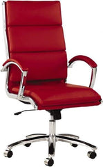 ALERA - 45-1/4" High High Back Chair - 24" Wide x 27-1/4" Deep, Leather Seat, Red - USA Tool & Supply