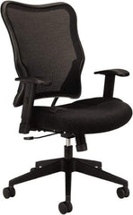 Basyx - 40-1/2" High High Back Chair - 26" Wide x 26-3/8" Deep, Leather Seat, Black - USA Tool & Supply