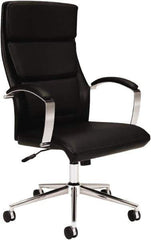 Basyx - 45-3/4" High Executive High Back Leather Chair - 25" Wide x 27-1/2" Deep, Leather Seat, Black - USA Tool & Supply