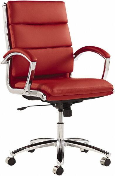 ALERA - 42-1/8" High Mid Back Chair - 24" Wide x 27-1/4" Deep, Leather Seat, Red - USA Tool & Supply