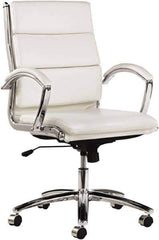 ALERA - 42-1/8" High Mid Back Chair - 24" Wide x 27-1/4" Deep, Faux Leather Seat, White - USA Tool & Supply