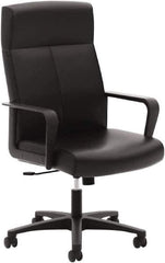 Basyx - 47" High Executive High Back Leather Chair - 25" Wide x 26-1/2" Deep, Soft Leather Seat, Black - USA Tool & Supply