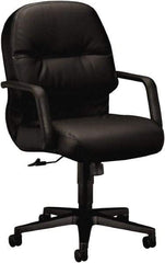 Hon - 41-3/4" High Managerial Mid Back Swivel/Tilt Chair - 26" Wide x 29-3/4" Deep, Leather, Memory Foam Seat, Black - USA Tool & Supply