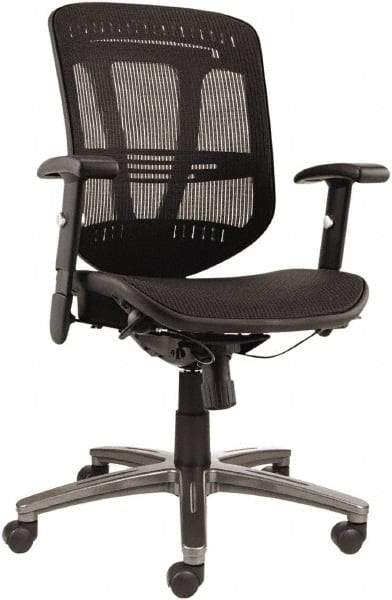 ALERA - 43-3/8" High Mid Back Chair - 25" Wide x 25-1/2" Deep, Mesh Seat, Black - USA Tool & Supply