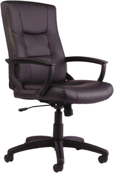 ALERA - 43-3/4" High Executive High Back Swivel Tilt Chair - 25" Wide x 27" Deep, Leather Seat, Black - USA Tool & Supply