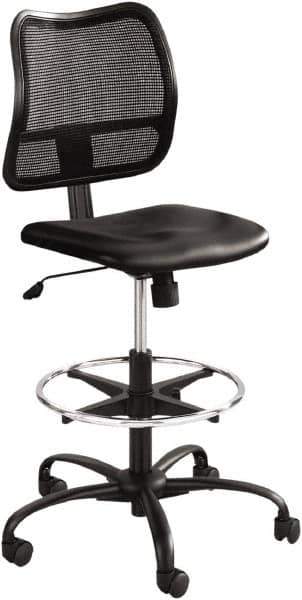 Safco - 49-1/2" High Extended Height Chair - 25" Wide x 25" Deep, Vinyl Seat, Black - USA Tool & Supply