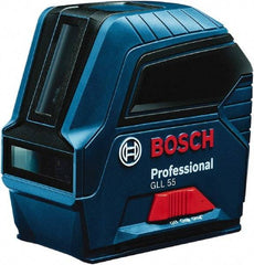 Bosch - 2 Beam 50' Max Range Self Leveling Cross Line Laser - ±5/16\x94 at 30' Accuracy, Battery Included - USA Tool & Supply