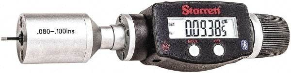 Starrett - 0.08" to 0.1", IP67, Carbide Face Electronic Inside Micrometer - 0.00005" Resolution, 0.00015" Accuracy, 3/8" Gage Depth - USA Tool & Supply