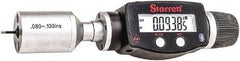 Starrett - 0.08" to 0.1", IP67, Carbide Face Electronic Inside Micrometer - 0.00005" Resolution, 0.00015" Accuracy, 3/8" Gage Depth - USA Tool & Supply