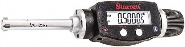 Starrett - 3/8" to 1/2", IP67, Carbide Face Electronic Inside Micrometer - 0.00005" Resolution, 0.00015" Accuracy, 2-1/4" Gage Depth - USA Tool & Supply