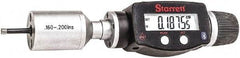 Starrett - 0.16" to 0.2", IP67, Carbide Face Electronic Inside Micrometer - 0.00005" Resolution, 0.00015" Accuracy, 3/4" Gage Depth - USA Tool & Supply