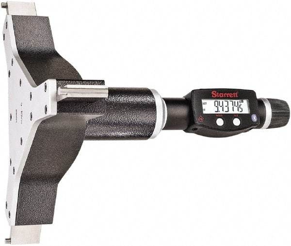 Starrett - 9" to 10", IP67, Carbide Face Electronic Inside Micrometer - 0.00005" Resolution, 0.0003" Accuracy, 4-5/8" Gage Depth - USA Tool & Supply
