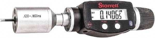 Starrett - 0.12" to 0.16", IP67, Carbide Face Electronic Inside Micrometer - 0.00005" Resolution, 0.00015" Accuracy, 15/32" Gage Depth - USA Tool & Supply