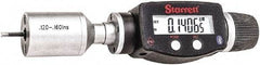 Starrett - 0.12" to 0.16", IP67, Carbide Face Electronic Inside Micrometer - 0.00005" Resolution, 0.00015" Accuracy, 15/32" Gage Depth - USA Tool & Supply