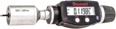 Starrett - 0.1" to 0.12", IP67, Carbide Face Electronic Inside Micrometer - 0.00005" Resolution, 0.00015" Accuracy, 3/8" Gage Depth - USA Tool & Supply
