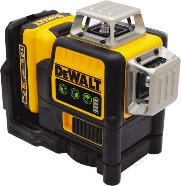 DeWALT - 3 Beam 165' Max Range Self Leveling Line Laser - Green Beam, 1/8" at 30' Accuracy, 17-3/4" Long x 13" Wide x 6-1/8" High, Battery Included - USA Tool & Supply