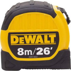 DeWALT - 26' x 1-1/8" Tape Measure - 1/16" & 1 cm Graduation, Inch & Metric Graduation Style - USA Tool & Supply