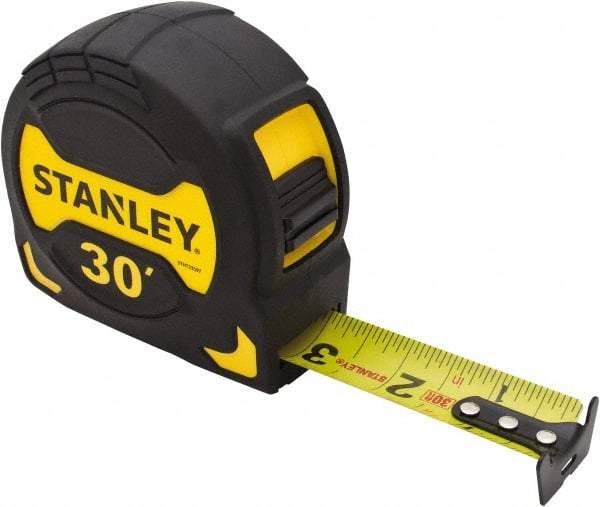 Stanley - 30' x 1-1/8" Tape Measure - 1/16" Graduation, Inch Graduation Style - USA Tool & Supply