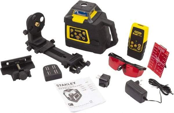 Stanley - 2,000' Measuring Range, 1/16" at 100' Accuracy, Self-Leveling Rotary Laser - ±5° Self Leveling Range, 150, 300 & 600 RPM, 1 Beam, NiCad Battery Included - USA Tool & Supply