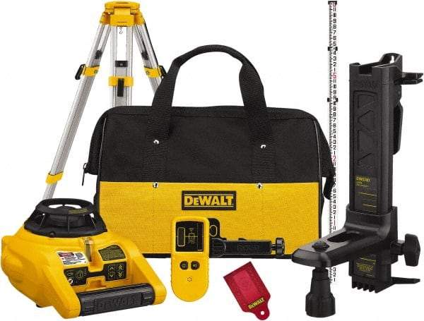 DeWALT - 1,000' Measuring Range, 1/4" at 100' Accuracy, Self-Leveling Rotary Laser - ±5° Self Leveling Range, 150, 300 & 600 RPM, 1 Beam, 2 D Alkaline Battery Included - USA Tool & Supply