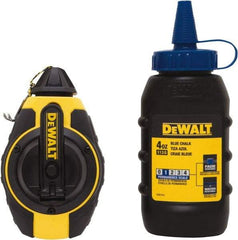 DeWALT - 100' Long Reel & Chalk Set - Yellow & Black, Includes 4 oz Blue Chalk - USA Tool & Supply