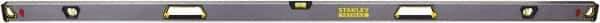 Stanley - 72" Long 3 Vial Box Beam Level - Aluminum, Black/Silver/Yellow, 1 Level & 2 Plumb Vials - USA Tool & Supply