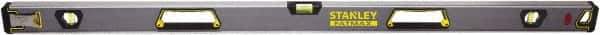 Stanley - 48" Long 3 Vial Box Beam Level - Aluminum, Black/Silver/Yellow, 1 Level & 2 Plumb Vials - USA Tool & Supply