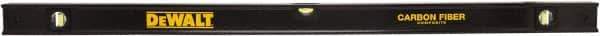 DeWALT - 48" Long 3 Vial Box Beam Level - Carbon Fiber, Black, 1 Level & 2 Plumb Vials - USA Tool & Supply