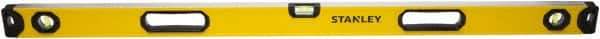 Stanley - 48" Long 3 Vial Box Beam Level - Aluminum, Yellow, 1 Level & 2 Plumb Vials - USA Tool & Supply