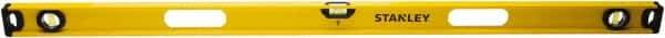 Stanley - Magnetic 48" Long 3 Vial I-Beam Level - Aluminum, Yellow, 1 Level & 2 Plumb Vials - USA Tool & Supply