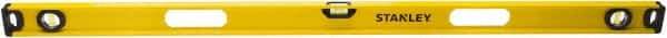 Stanley - 48" Long 3 Vial I-Beam Level - Aluminum, Yellow, 1 Level & 2 Plumb Vials - USA Tool & Supply