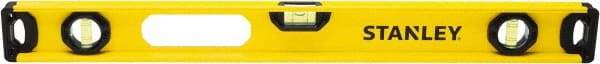 Stanley - 24" Long 3 Vial I-Beam Level - Aluminum, Yellow, 1 Level & 2 Plumb Vials - USA Tool & Supply