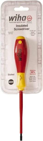 Wiha - 4.5mm Blade Width, Standard Slotted Screwdriver - 100mm Blade Length, Solid/Hex Shank - USA Tool & Supply