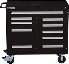 Proto - 10 Drawer Steel Tool Roller Cabinet - 45" Wide x 42-1/2" High x 21-3/8" Deep, Ball Bearing Drawer Slides, Black - USA Tool & Supply