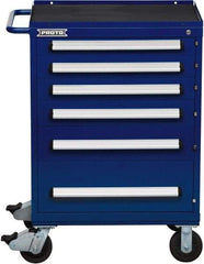 Proto - 6 Drawer Steel Tool Roller Cabinet - 30" Wide x 42-1/2" High x 21-3/8" Deep, Ball Bearing Drawer Slides, Blue - USA Tool & Supply
