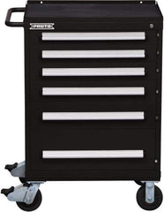 Proto - 6 Drawer Steel Tool Roller Cabinet - 30" Wide x 42-1/2" High x 21-3/8" Deep, Ball Bearing Drawer Slides, Black - USA Tool & Supply