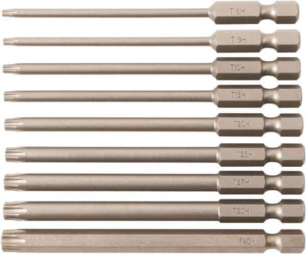 Wiha - 9 Piece, Bit Set - 1/4" Hex Drive, Torx Point - USA Tool & Supply