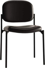 Basyx - Leather Black Stacking Chair - Black Frame, 21-1/4" Wide x 21" Deep x 32-3/4" High - USA Tool & Supply