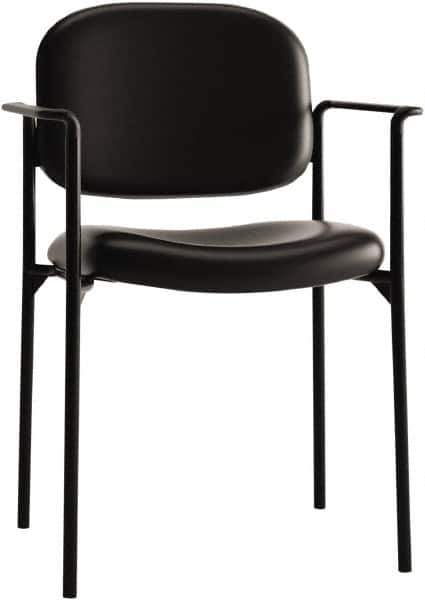 Basyx - Leather Black Stacking Chair - Black Frame, 23-1/4" Wide x 21" Deep x 32-3/4" High - USA Tool & Supply