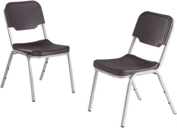 ICEBERG - Blow-Molded High-Density Polyethylene Charcoal Stacking Chair - Silver Frame, 17-1/2" Wide x 22-3/4" Deep x 32-1/4" High - USA Tool & Supply