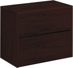 Hon - 36" Wide x 29-1/2" High x 20" Deep, 2 Drawer Lateral File - Woodgrain Laminate, Mahogany - USA Tool & Supply