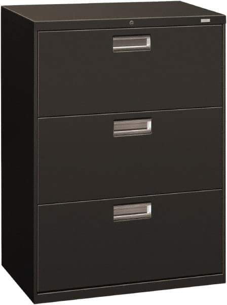 Hon - 30" Wide x 40.88" High x 19-1/4" Deep, 3 Drawer Roll-Out - Steel, Charcoal - USA Tool & Supply