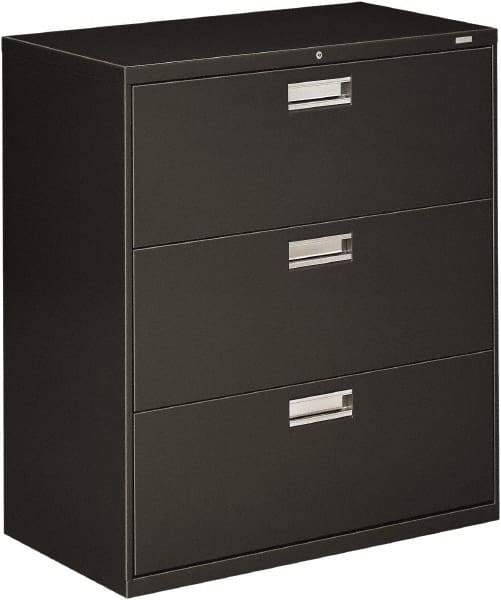 Hon - 36" Wide x 40.88" High x 19-1/4" Deep, 3 Drawer Lateral File - Steel, Charcoal - USA Tool & Supply