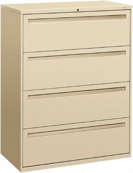 Hon - 42" Wide x 53-1/4" High x 19-1/4" Deep, 4 Drawer Lateral File - Steel, Putty - USA Tool & Supply