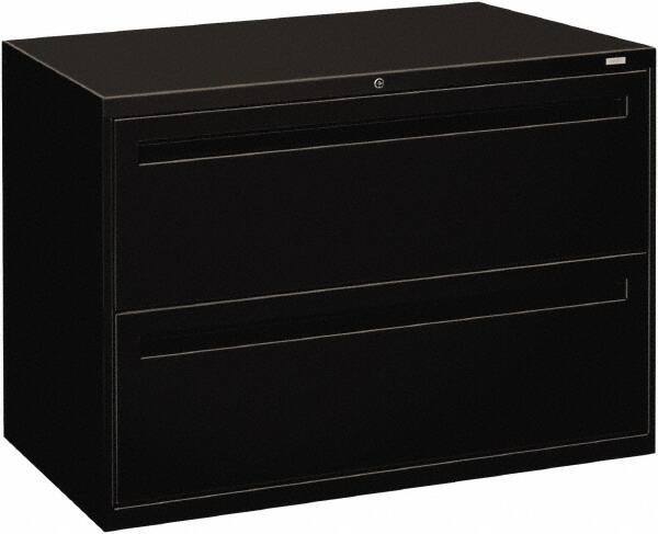 Hon - 42" Wide x 28.38" High x 19-1/4" Deep, 2 Drawer Lateral File - Steel, Black - USA Tool & Supply