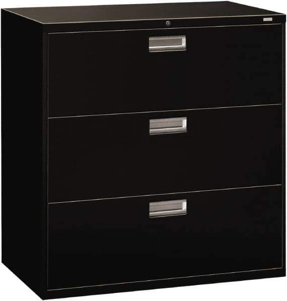 Hon - 42" Wide x 40.88" High x 19-1/4" Deep, 3 Drawer Lateral File - Steel, Black - USA Tool & Supply