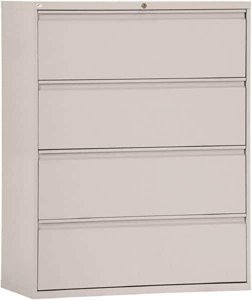 ALERA - 42" Wide x 53-1/4" High x 19-1/4" Deep, 4 Drawer Lateral File - Steel, Light Gray - USA Tool & Supply