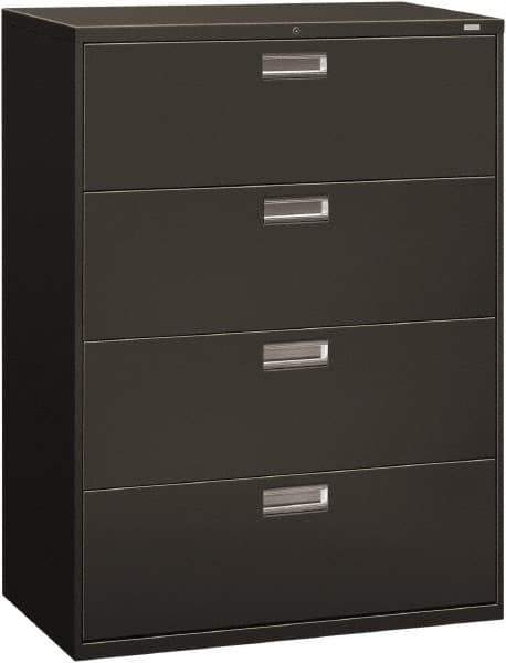 Hon - 42" Wide x 53-1/4" High x 19-1/4" Deep, 4 Drawer Lateral File - Steel, Charcoal - USA Tool & Supply